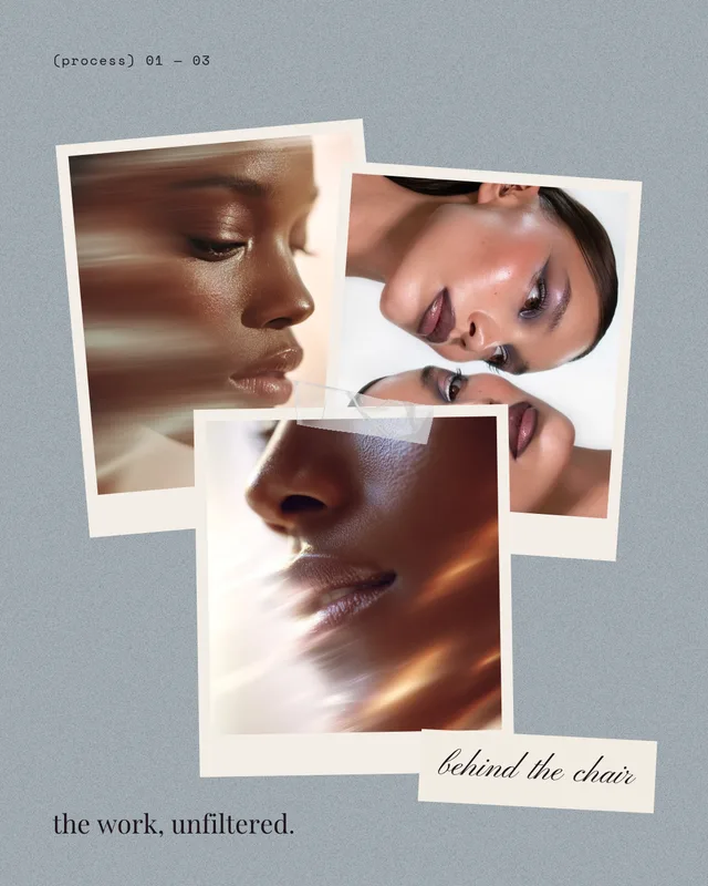Cool Girl Beauty template: “The work, unfiltered” behind-the-chair post