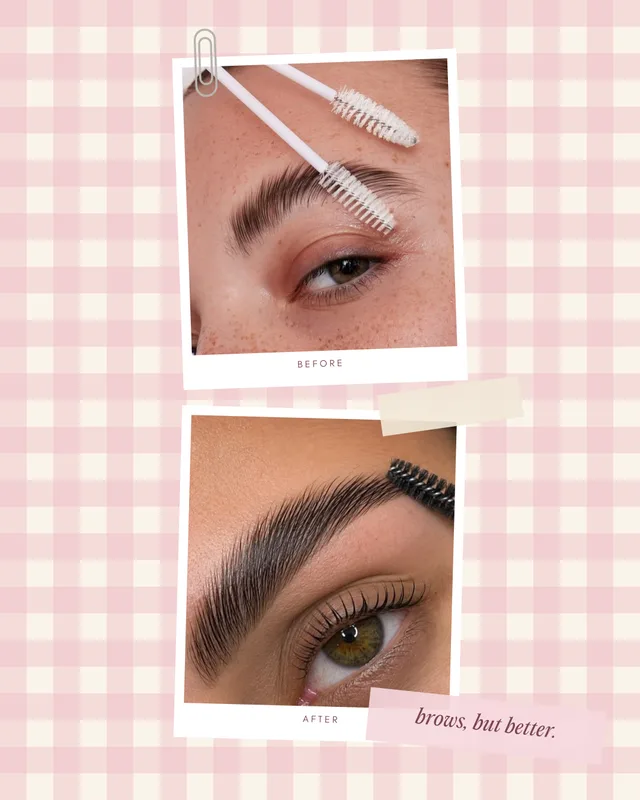 Feminine Beauty Studio template: “Brows, but better” before-and-after post