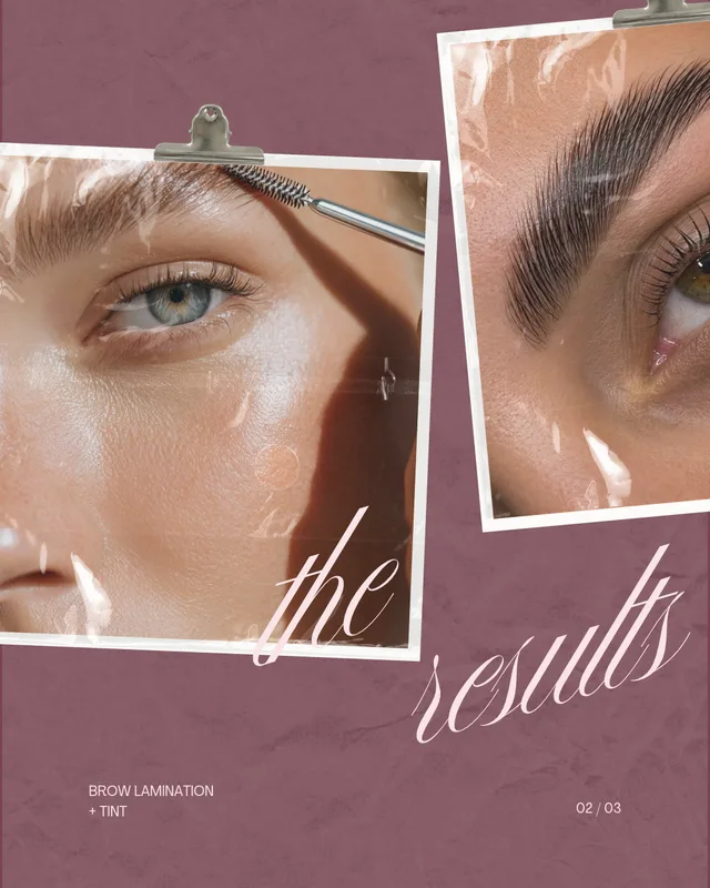 Feminine Beauty Studio template: “The results” brow lamination post